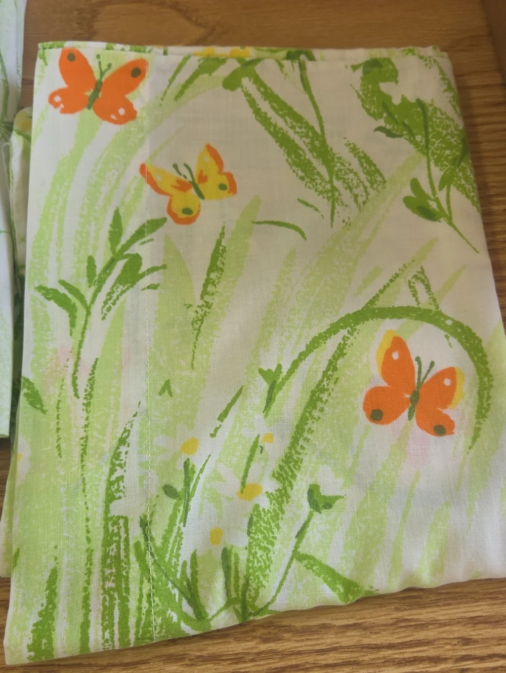 Vintage Sping Meadow Full Sheet Set Spring Butterflys 1970s